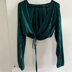 Hey babe green tie-up top - Size M
